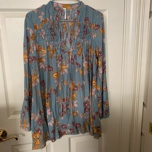 Free People Light Blue Floral Tunic Dress